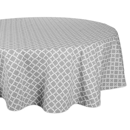 Fastfood 70 in. Round Gray Lattice Tablecloth FA2567349